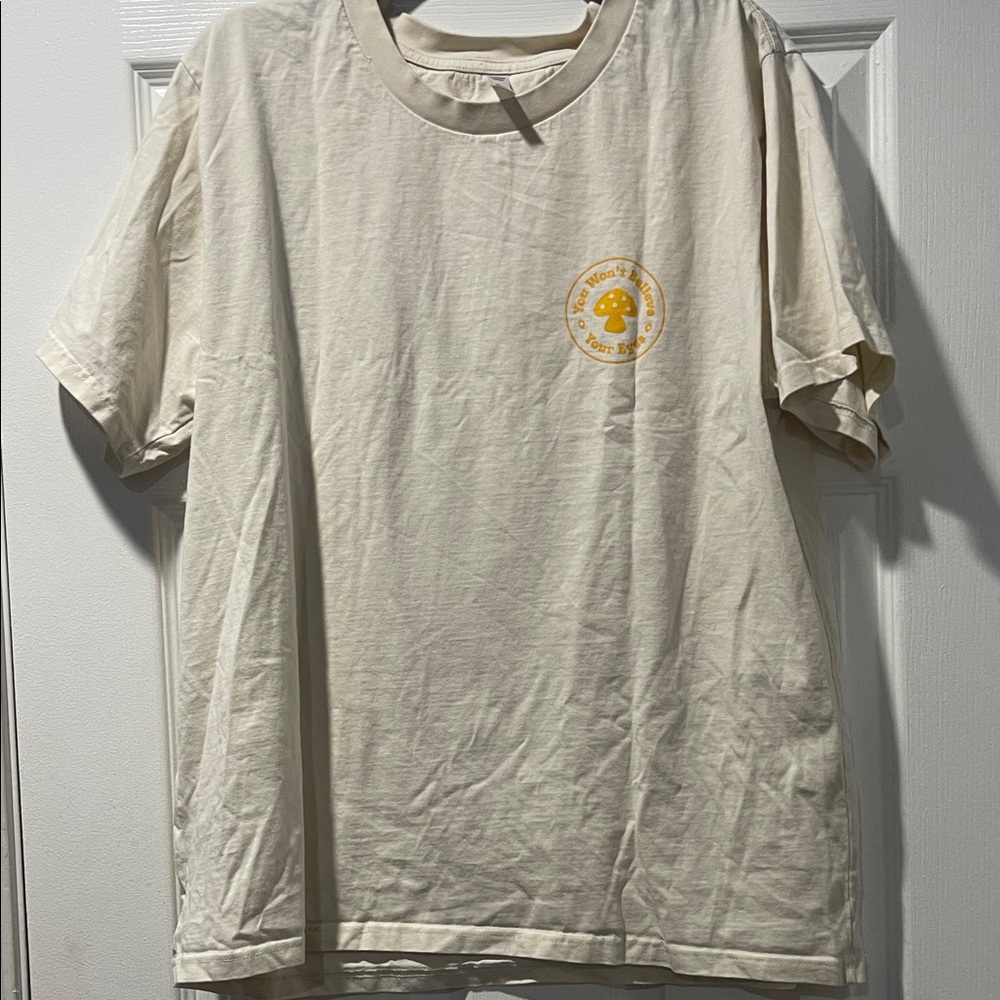 Cream T-Shirt with Yellow Logo